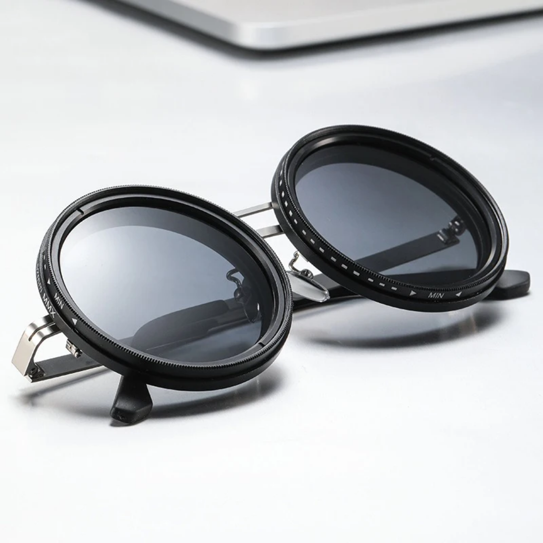 نظارة شمسية😎 ذات 9 مستويات من حجب الضوء💯 قابلة للتعديل يدويا، مناسبة في جميع المناسبات و في جميع اوقات اليوم👌.